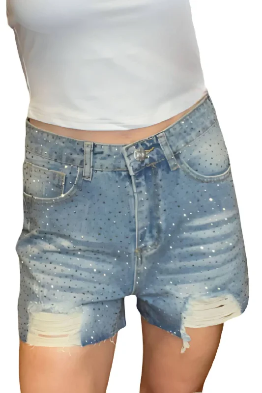 Trendsetting women’s clothing for fashion lovers   Rhinestones Short In Denim