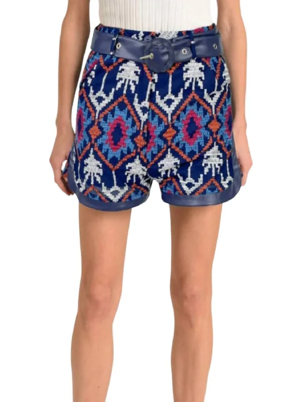 Bold fashion choices for the confident woman   Kimberly Embroidered Shorts In Navy Multi
