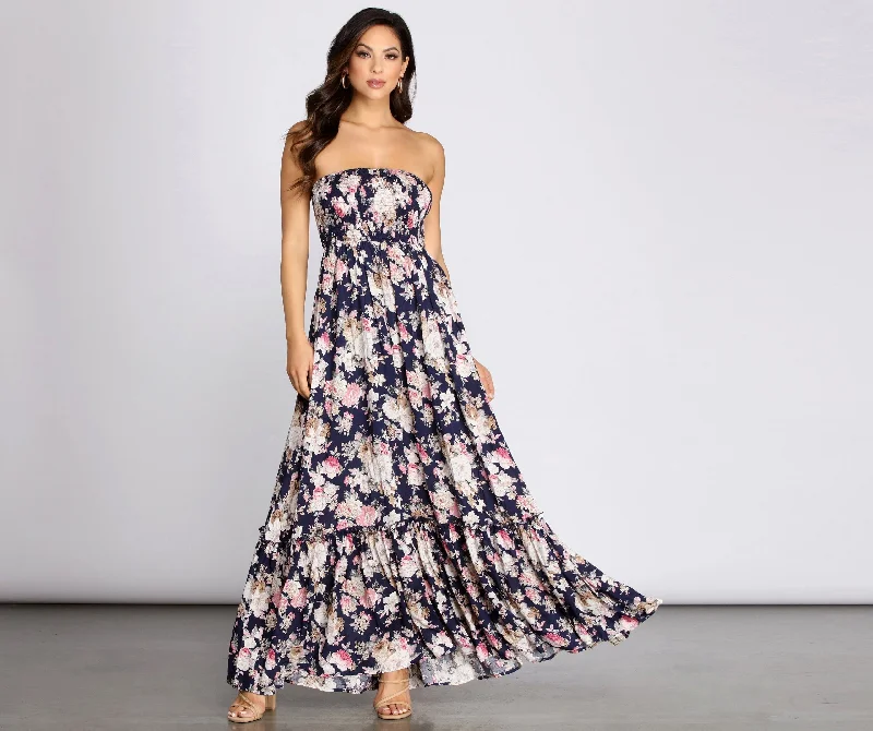 Fashion pieces that complement every woman’s style   Getaway Girl Floral Charming Smocked Tube Maxi Dress