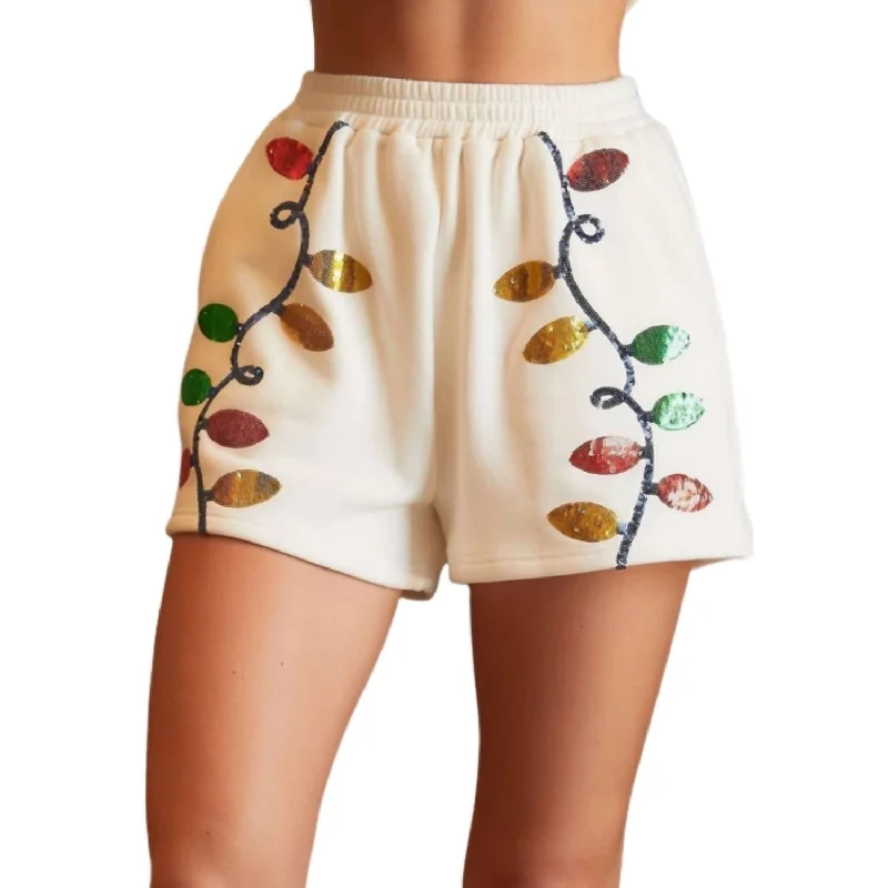 Discover the latest trends in women’s fashion   Christmas Light Sequin Shorts In White