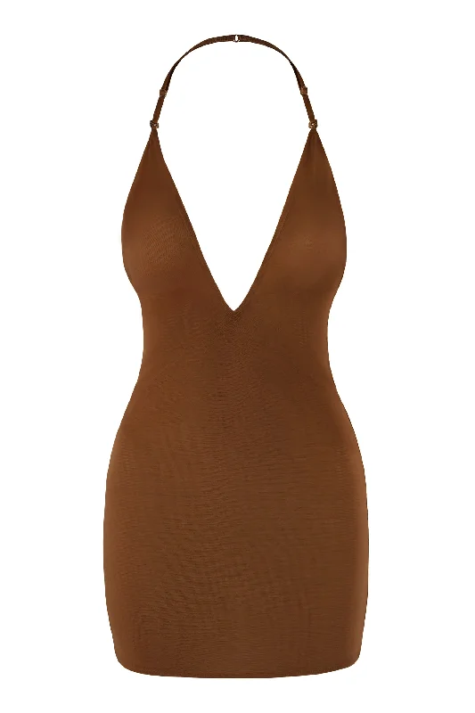 Step up your style with trendy women’s clothing   Intimates Soft Mesh Multiway Mini Dress in Chestnut