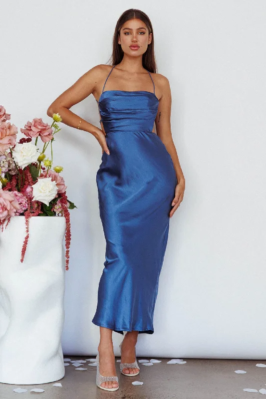 Everyday essentials for a stylish wardrobe   Heaven On Earth Lace-Up Back Maxi Dress Blue