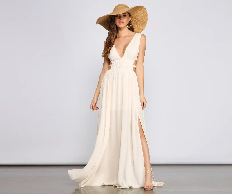 Step into style with our women’s clothing collection   Style Icon Gauze Charming Cutout Maxi Dress