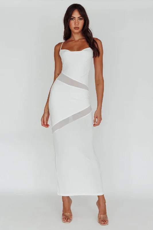 Effortlessly stylish outfits for the modern woman   Sun Kissed Cowl Tied Back Maxi Dress White