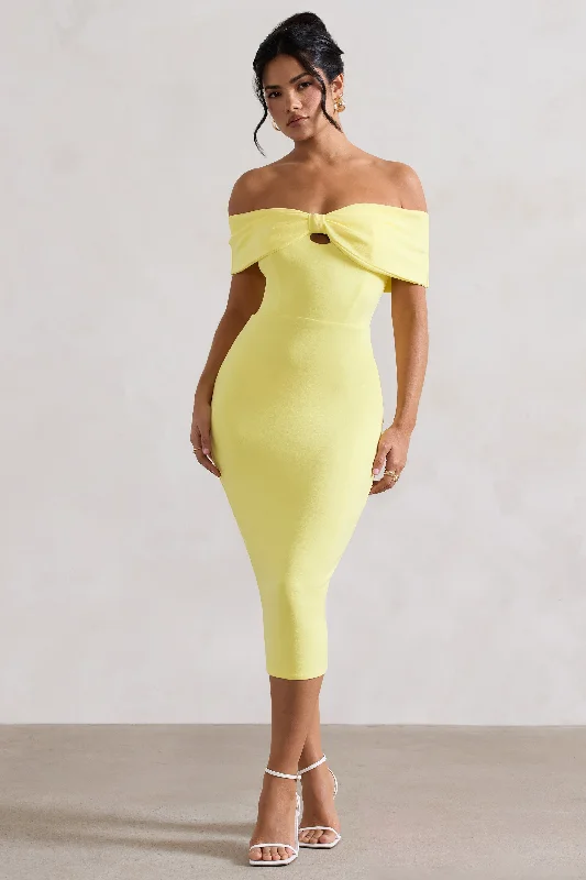Stylish women’s clothing designed for comfort   Hope | Lemon Bow Bardot Midi Dress