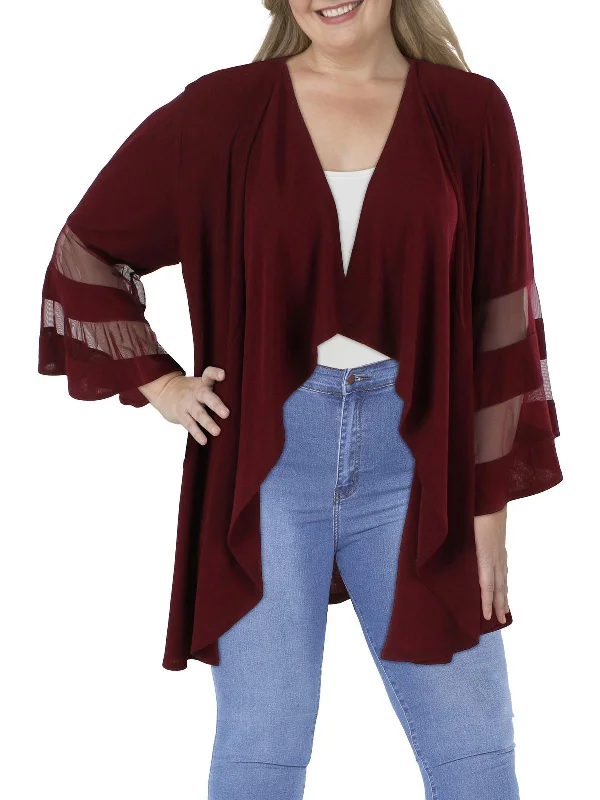 Trendsetting women’s clothing for fashion lovers   Plus Womens Knit Mesh Inset Duster Blazer