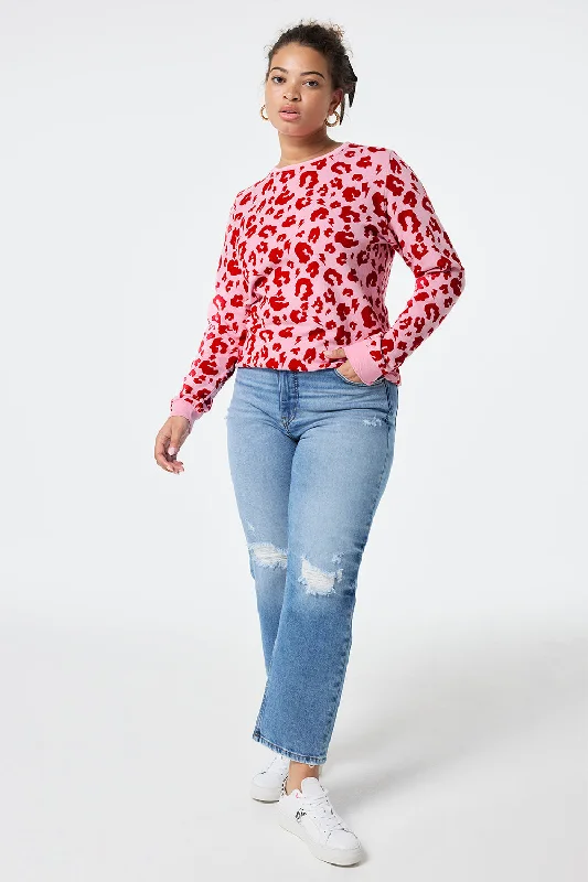 Comfortable yet stylish outfits for women on the go   Pink with Red Leopard Sweatshirt