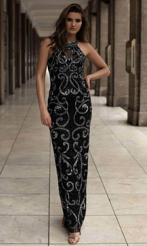 Trendy women’s clothing that suits every taste   Chic and Holland AN1409 - Halter Beaded Swirl Prom Gown