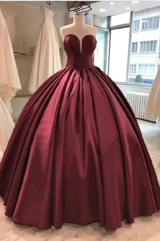 Bold, confident, and stylish women’s clothing Burgundy Satin Sweetheart Prom Dresses Ball Gowns cg4363 Bold, confident, and stylish women’s clothing Burgundy Satin Sweetheart Prom Dresses Ball Gowns cg4363