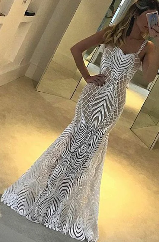 Effortlessly stylish outfits for the modern woman Mermaid Spaghetti Straps Floor-Length Sleeveless White Lace Prom Dress cg4433 Effortlessly stylish outfits for the modern woman Mermaid Spaghetti Straps Floor-Length Sleeveless White Lace Prom Dress cg4433