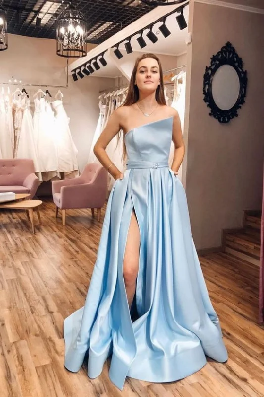 Chic for every occasion and style Simple blue satin long prom dress blue blue evening dress cg4601 Chic for every occasion and style Simple blue satin long prom dress blue blue evening dress cg4601