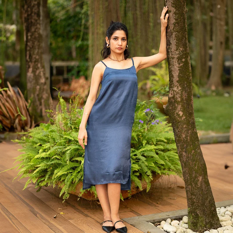 Chic, modern looks for the stylish woman   Tencel Satin Slip Dress for Women | Twilight Blue