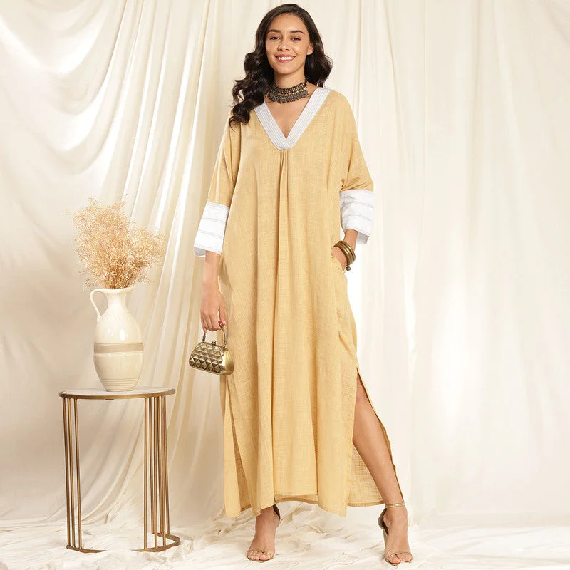 Designer-inspired women’s fashion at affordable prices   Cotton Kaftan Dress for Women | Beige & Ivory
